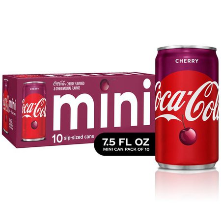 Coca-Cola Cherry Coke Mini Cans, Cherry Flavored Soda Soda Soft Drink, Fridge Pack