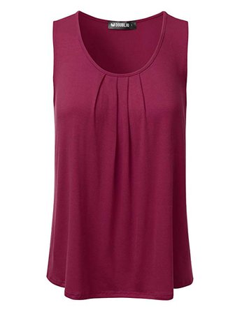 DRESSIS Women's Basic Soft Pleated Scoop Neck Sleeveless Loose Fit Tank Top PEACH XL at Amazon Women’s Clothing store: