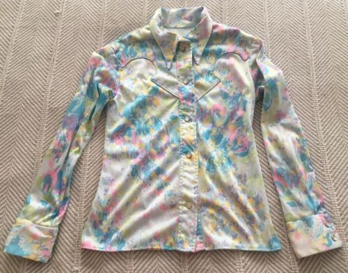 S/XS Pastel Tie Dye/Paint Splatter Western Shirt Equestrian Costume Horse Show | eBay