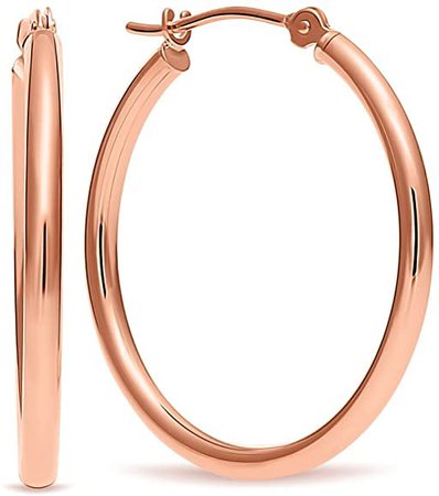 Amazon.com: 14k Rose Gold Hoop Earrings, 1" Diameter (rose-gold): Jewelry
