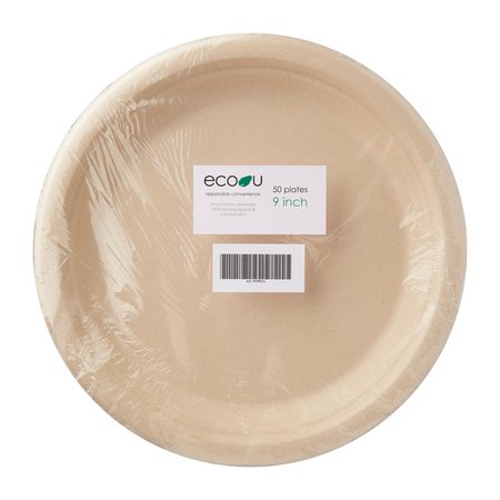 eco u Disposable 9 Inch Natural Round Plates