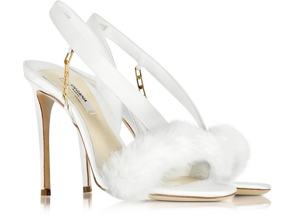 Olgana Paris white fur sandals