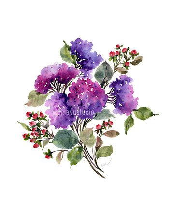 watercolor flower purple - Google Search