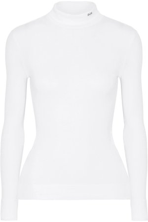 CALVIN KLEIN 205W39NYC | Embroidered cotton-jersey turtleneck top | NET-A-PORTER.COM