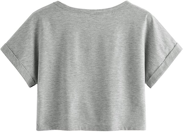 SweatyRocks Women's Casual Round Neck Short Sleeve Soild Basic Crop Top T-Shirt Navy Large at Amazon Women’s Clothing store
