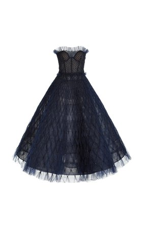 Carolina Herrera, Embellished Diamond-Stitched Tulle Midi Dress