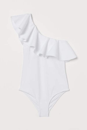 Swimsuit with Flounce - White