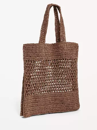 Straw-Paper Crochet Tote Bag for Women | Old Navy