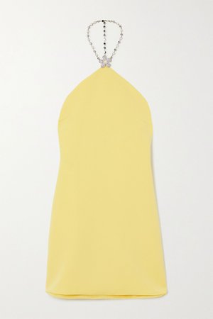 Yellow Embellished crepe halterneck mini dress | Miu Miu | NET-A-PORTER