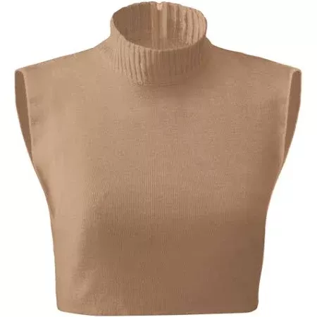 Zippered Dickie Layer Top, One Size, Tan, Women's