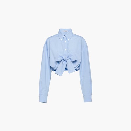 Prince of Wales check fil-à-fil cotton shirt Navy | Miu Miu