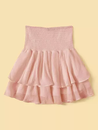 Smocked High-Rise Flounce Mini Skirt | SHEIN USA