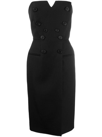 Black Givenchy Strapless Buttoned Midi Dress | Farfetch.com