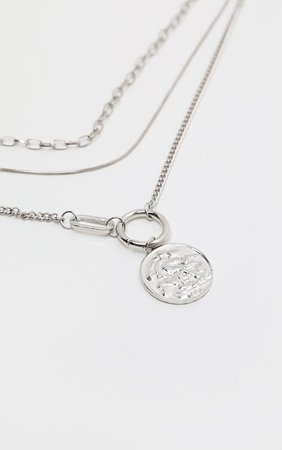 SILVER MULTI COIN LAYERING NECKLACE