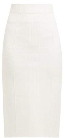 Topstitched Knitted Pencil Skirt - Womens - Ivory