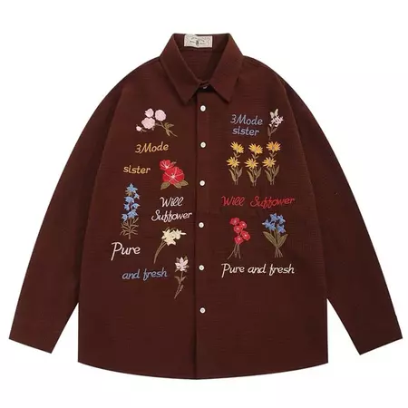 Wildflowers Embroidery Shirt | BOOGZEL CLOTHING – Boogzel Clothing