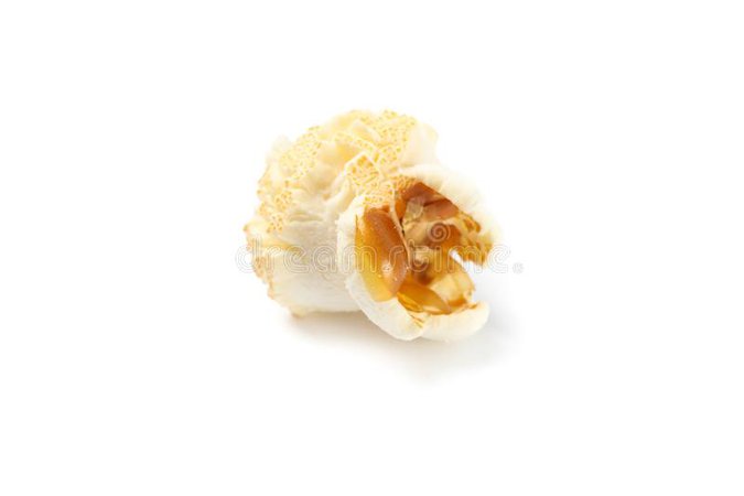 Piece Of Popcorn Isolated On White Background Stock Image - Image of isolated, movie: 155297129