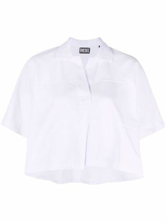 Shop Diesel pleat-detail cropped top with Express Delivery - FARFETCH