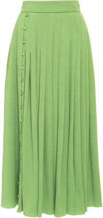 Emilia Wickstead Scottie Pleated Silk-Blend Skirt