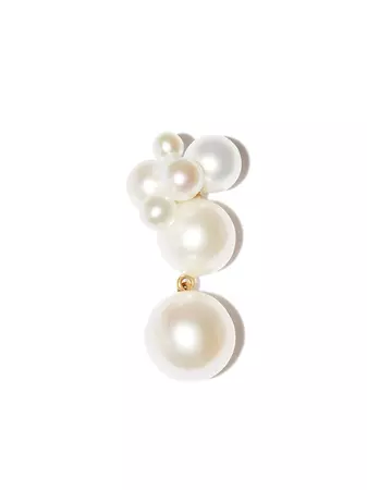 Shop Sophie Bille Brahe 14K yellow gold Bisou pearl earring with Express Delivery - FARFETCH