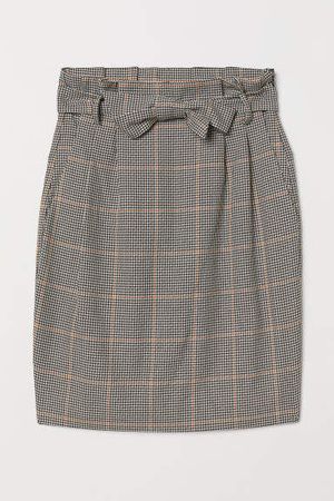 Skirt with Tie Belt - Beige