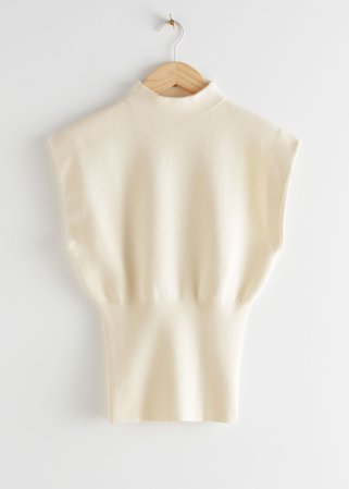 Sculptural Knit Top - White - Tops & T-shirts - & Other Stories