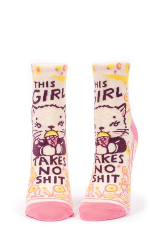 This Girl Takes No Shit Ankle Socks | Cute Cat Swear Word Socks - ModSock