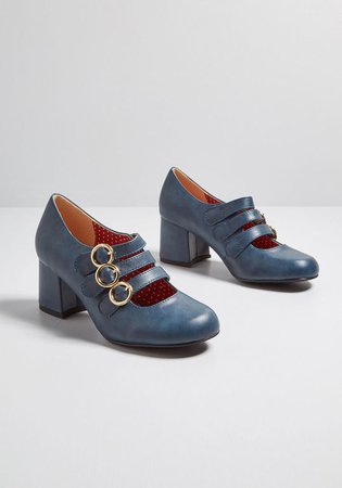 B.A.I.T. Footwear Buckled In Mary Jane Heel in Dark Blue | ModCloth