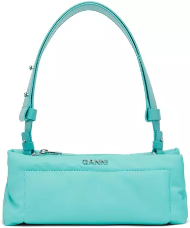 Blue Mini Pillow Baguette Bag by GANNI on Sale