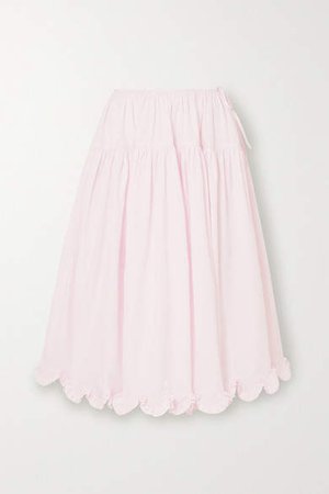 Cecilie Bahnsen - Kasumi Tiered Ruffled Cotton-poplin Midi Skirt - Pink