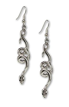 Amazon.com: Coiled Snakes Serpents Silver Finish Pewter Dangle Earrings: Dangle Earrings: Jewelry