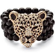 Crystal tiger head beaded bracelet
