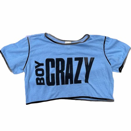 90s “Boy Crazy” Crop Top Sz L, fits like S Made in... - Depop