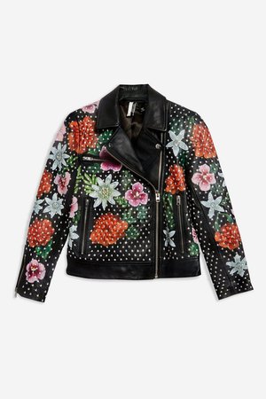 Floral Leather Biker Jacket - Jackets & Coats - Clothing - Topshop USA