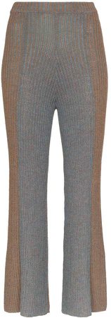 ribbed knit kick flare trousers