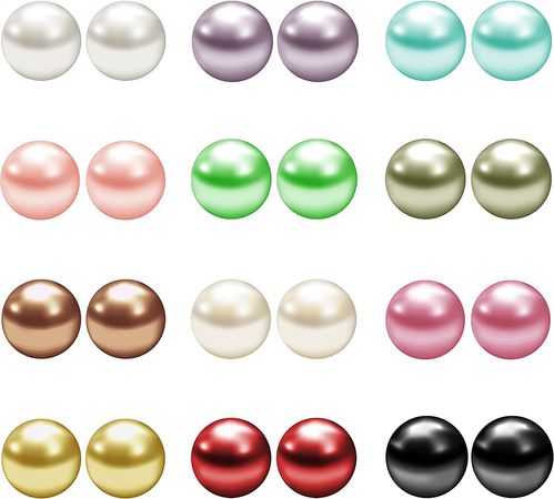 Amazon.com: JewelrieShop Fake Pearl Earrings Stud Set Faux Colorful Pearls Earring Pack for Girl Hypoallergenic Stainless Steel Ball Studs Earing for Women Jewelry (12pairs,10mm) : Everything Else
