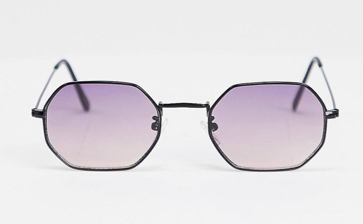 angled sunglasses In matte black with purple lens
