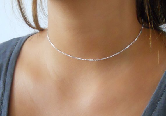 Delicate Silver Choker Sterling Silver Collar Necklace | Etsy