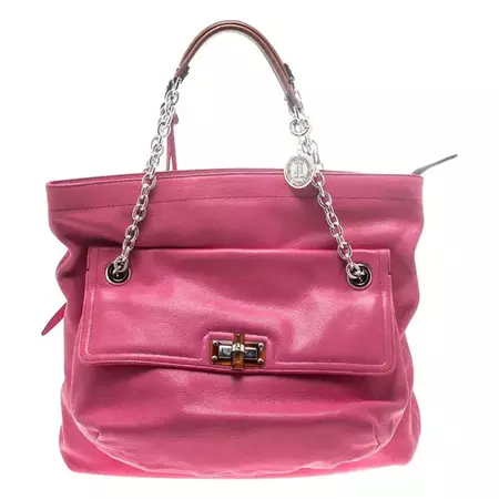 Lanvin Pink Leather Chain Shoulder Bag For Sale at 1stDibs | bright pink leather bag