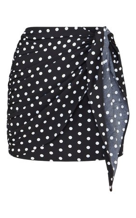 Black Polka Dot Tie Front Mini Skirt | PrettyLittleThing USA