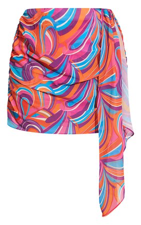 Plus Pink Print Chiffon Drape Beach Skirt - Skirts - PLT Plus - Shop By.. | PrettyLittleThing USA