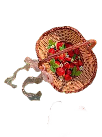 red strawberries basket fruit cottagecore