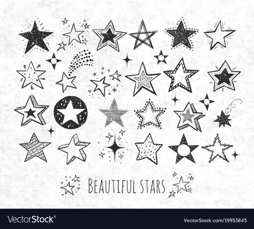 Collection of grunge doodle stars on rice paper Vector Image