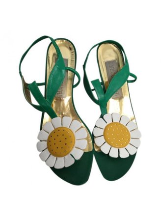 daisy green sandal heels