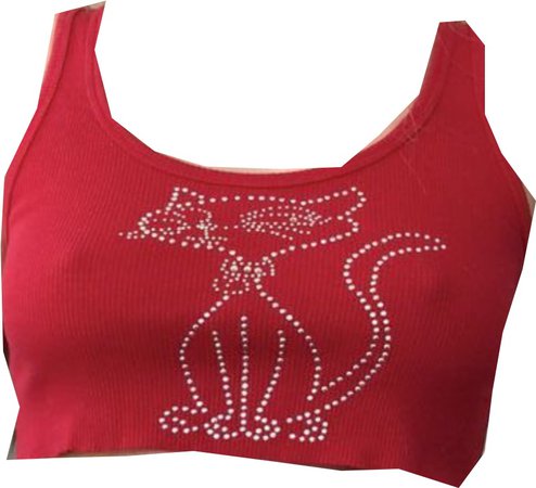 Red bedazzled kitty tank