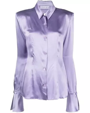 ROWEN ROSE Fitted Waistline Silk Shirt in Purple | Lyst