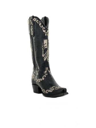 black leather skeleton cowgirl boots footwear