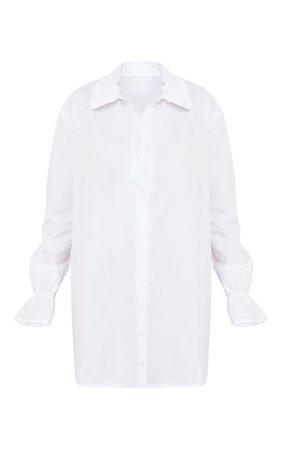 White Frill Collar Cuff Detail Shirt Dress | PrettyLittleThing USA