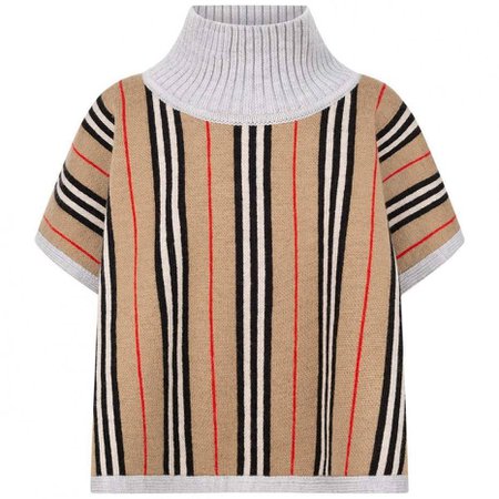 Burberry Girls Stripe & Grey Reversible Merino Wool Cape - Burberry Girls - Girls Top Designers - Girls Designer Clothes