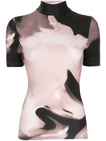 Shop black & pink Off-White Liquid Melt roll-neck T-shirt with Express Delivery - Farfetch